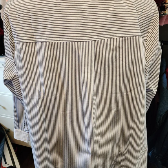 Penningtons Navy and White Striped Dress Shirt - Picture 3 of 3